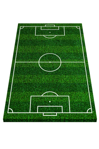 サッカー場の要素の眺め 人工芝の背景の緑の草のサッカー場 地域を区別するフットボールの競技場 白いライン — ストック写真