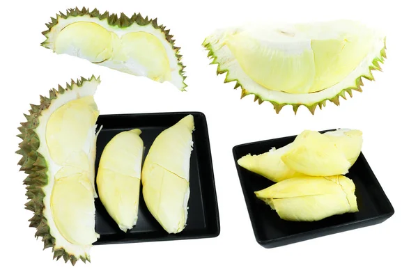 Durian Collectie Koning Van Vruchten Geïsoleerd Witte Achtergrond Durian Een — Stockfoto