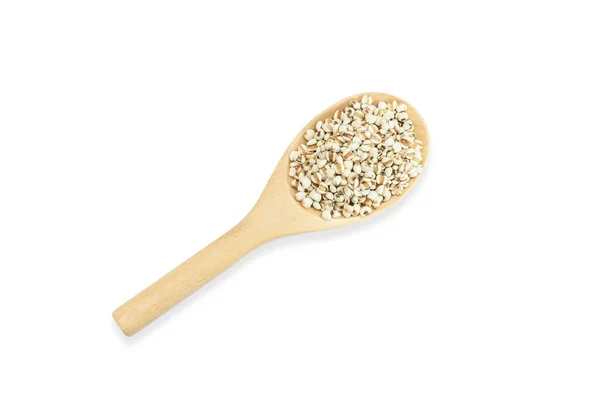 Organic Millet Seed Wooden Spoon Isolated White Background Top View — Stock Photo, Image