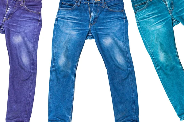 Calça Jeans Masculina Colorida Isolada Sobre Fundo Branco — Fotografia de Stock