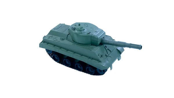 白い背景 戦争の概念で隔離される緑のおもちゃのタンク — ストック写真