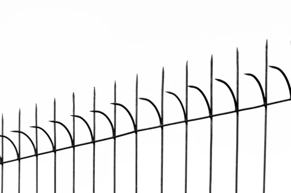 Old Fashioned Spike Fence White Background Steel Sharp Fence — Stock Photo, Image