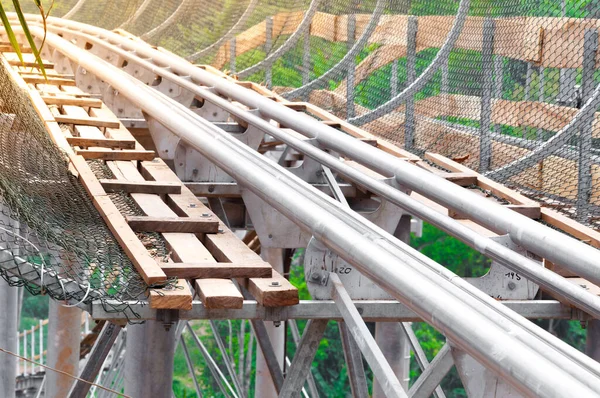 Rail Rollercoaster Avontuurlijk Cross Side Forest — Stockfoto