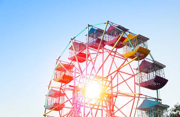 Ferris Wheel Player Fun Children Blue Sky Old Vintage Ferris — стокове фото
