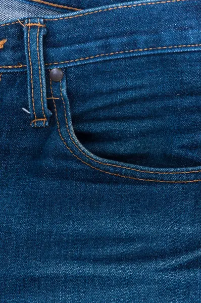 牛仔裤的前袋 牛仔裤的隔离 牛仔裤的面料背景 — 图库照片