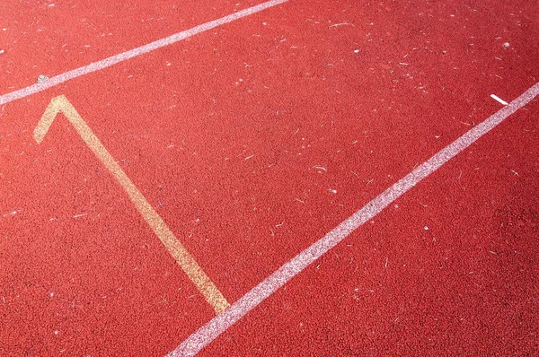 Numbers starting point on red running track,running track ,Direct athletics Running track at Sport Stadium