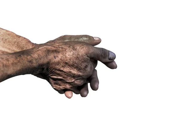 Старші Старі Руки Руки Пальці Цвяхи Венами Зморщена Шкіра Літньої — стокове фото