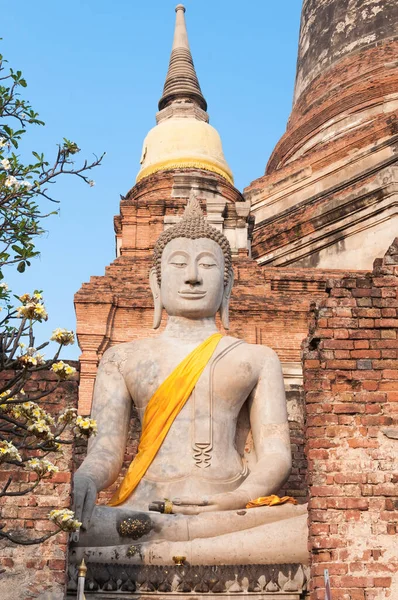 Big Buddha Status Tempel Des Wat Yai Chaimongkol Ayutthaya War — Stockfoto