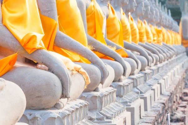 Statue Buddha Wat Yai Chaimongkol Ayutthaya Thailandia Nel Parco Storico — Foto Stock