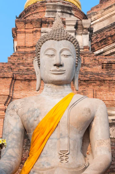 位于Ayutthaya泰国Wat Yai Chaimongkol的佛像 位于Ayutthaya历史公园 被公认为教科文组织的世界遗产 — 图库照片