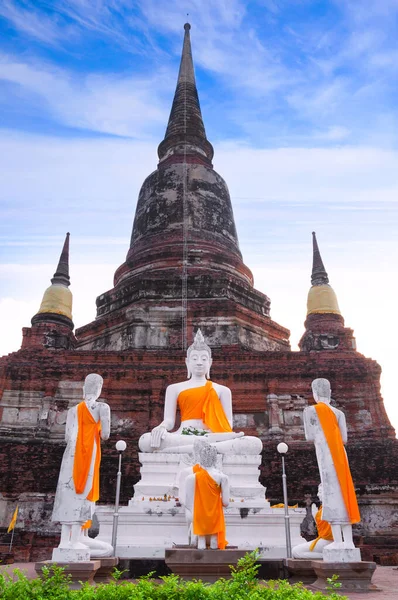 Boeddhabeelden Wat Yai Chaimongkol Ayutthaya Thailand Ayutthaya Historisch Park Dat — Stockfoto