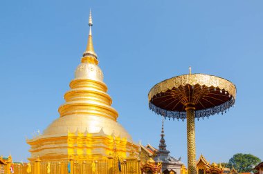 Wat Phra tapınağının bir parçası. Haripunchai Lamphun 'da, Tayland' ın kuzeyindeki en ünlü tapınak, sanat thai tarzı.