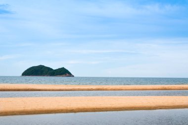 Doğadaki deniz ve kum arka plan için samila-songkhla Tayland