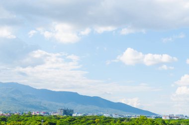 harika manzara dağ kenti ve Kuzey Tayland inşaatı