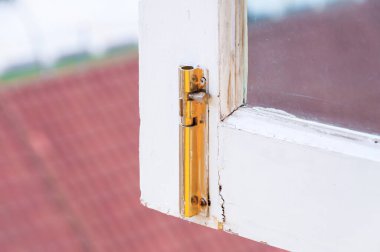 Eski altın hasp eski klasik ahşap pencere, Pirinç Hasp Kapı Vintage Eski Retro