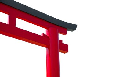 Torii gate, red japanese wooden gate isolated on white background