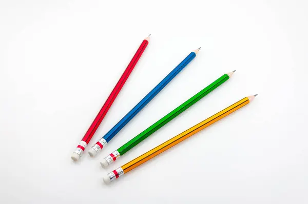 Kolorowy Ołówek Pięści Moc Słowa Pisanego Białym Tle — Zdjęcie stockowe