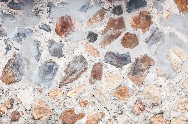 Padrão Decorativo Desigual Rachado Superfície Parede Pedra Real Com Cimento — Fotografia de Stock