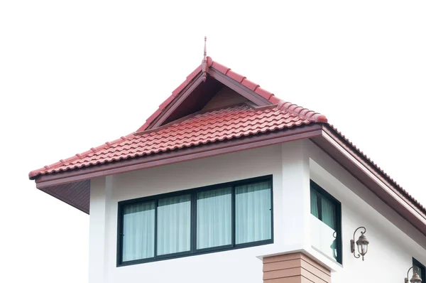 Wohnhaus Mit Rotem Dach Isoliert Auf Weißem Hintergrund Asiatischer Hausstil — Stockfoto