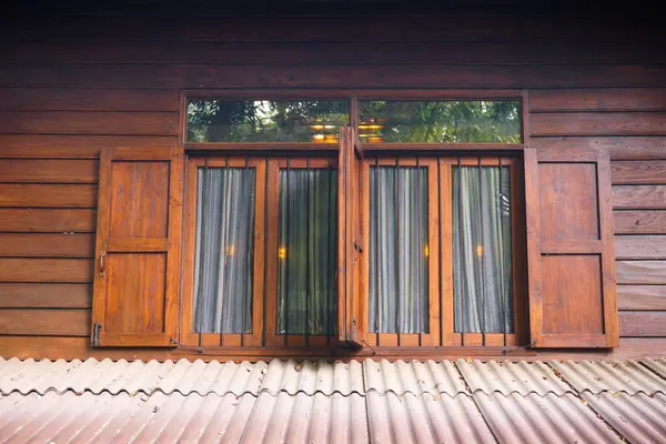 stock image Retro wooden window at house