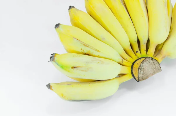 Ramo Plátano Maduro Con Azúcar Sobre Fondo Blanco Frutas Plátano — Foto de Stock