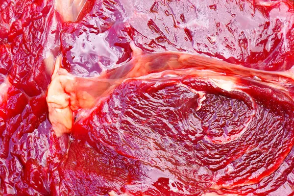 Nahaufnahme Frisches Rohes Rindfleisch Textur Oberfläche Für Hintergrund Draufsicht — Stockfoto