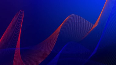 Modern soyut dalga eğrisi arka plan tasarımı, yarım tonluk koyu mavi çizgiler. Posterler, el ilanları, web siteleri, kapaklar, afişler, reklamlar vs. için uygundur
