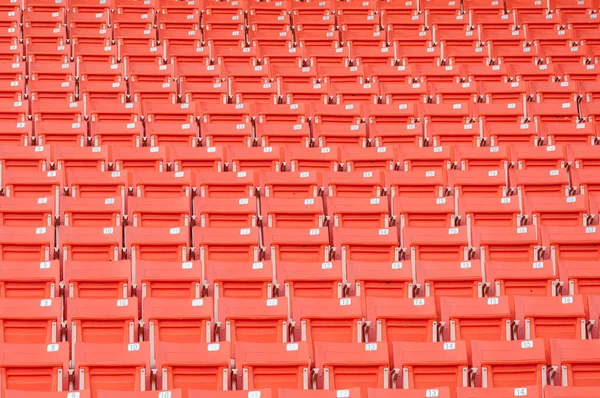 Prázdná Oranžová Sedadla Stadionu Řady Sedadel Fotbalovém Stadionu — Stock fotografie