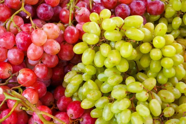 stock image Fresh green and red grapes fruits at maket