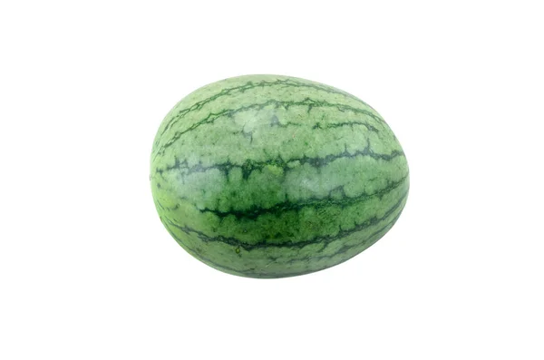 Verse Groene Watermeloen Geïsoleerd Witte Achtergrond — Stockfoto