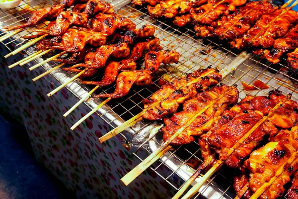 Grilled Chicken Stove Street Food Thai Style Sale Chicken Bbq — Stock Photo, Image