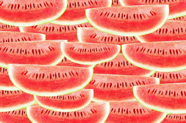 Řez Čerstvý Meloun Červený Pozadí Vzor Červeného Melounu — Stock fotografie