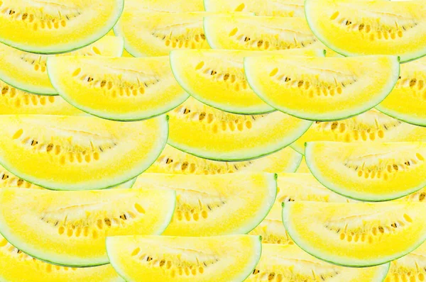Řez Čerstvý Meloun Žlutý Pozadí Vzor Žlutého Melounu — Stock fotografie