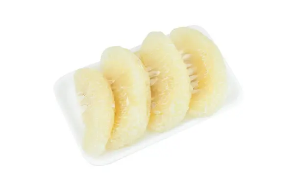 Pomelo Zitrusfrüchte Auf Schaum Isoliert Auf Weißem Hintergrund — Stockfoto