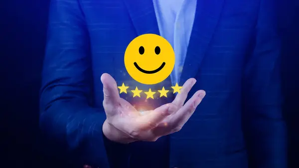 Atendimento Cliente Melhor Excelente Experiência Classificação Negócios Revisão Positiva Feedback — Fotografia de Stock