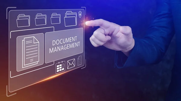 Document Management System Dms Consulente Informatico Che Lavora Computer Portatili — Foto Stock
