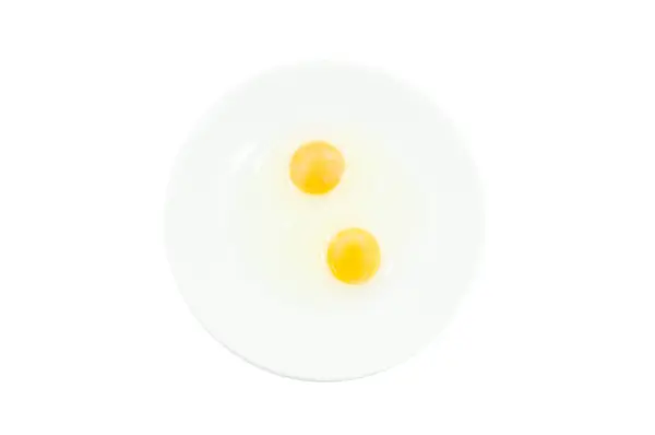Surowe Żółtka Jaj Białej Misce Izolowane Białym Tle Aby Przygotować — Zdjęcie stockowe