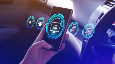 Dijital pazarlama internet reklamcılığı ve satış artırma teknolojisi konsepti, çevrimiçi pazarlama, Ebusiness, Etrade, Big data analizi ve Business online kullanılıyor.