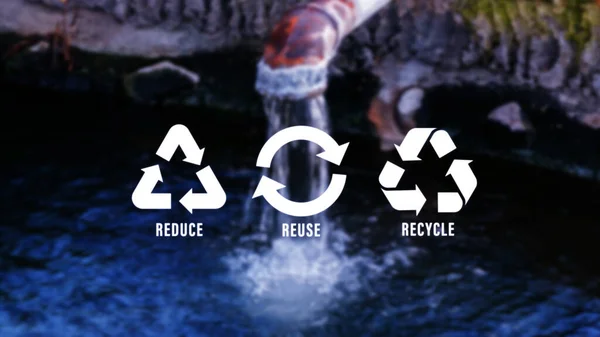 Reduce, reuse, recycle symbol on water nature background, Ecological concept. Ecology. Recycle and Zero waste symbol in the untouched jungle for Sustainable environment.