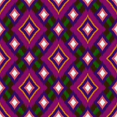 Ikat geometrik folklor süsü, kabile etnik dokusu. Aztek tarzında kusursuz çizgili desen, şekil nakış, İskandinav deseni, Ikat deseni.