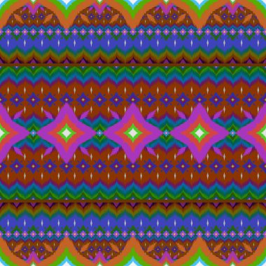 Ikat geometrik folklor süsü, kabile etnik dokusu. Aztek tarzında kusursuz çizgili desen, şekil nakış, İskandinav deseni, Ikat deseni.