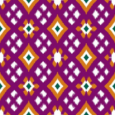 Ikat geometrik folklor süsü, kabile etnik dokusu. Aztek tarzında kusursuz çizgili desen, şekil nakış, İskandinav deseni, Ikat deseni.