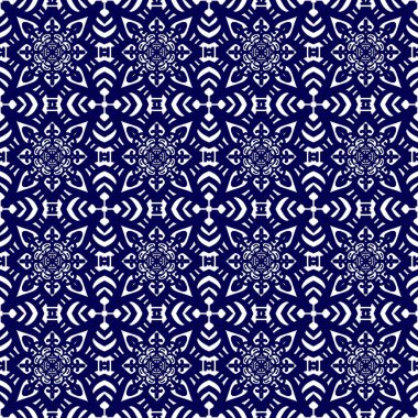 Ikat geometrik folklor süsü, kabile etnik dokusu. Aztek tarzında kusursuz çizgili desen, şekil nakış, İskandinav deseni, Ikat deseni.