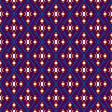 Ikat geometrik folklor süsü, kabile etnik dokusu. Aztek tarzında kusursuz çizgili desen, şekil nakış, İskandinav deseni, Ikat deseni.