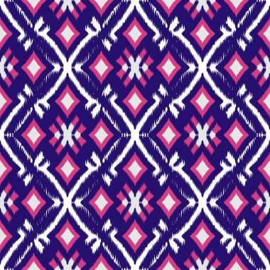 Ikat geometrik folklor süsü, kabile etnik dokusu. Aztek tarzında kusursuz çizgili desen, şekil nakış, İskandinav deseni, Ikat deseni.