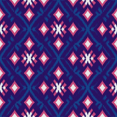 Ikat geometrik folklor süsü, kabile etnik dokusu. Aztek tarzında kusursuz çizgili desen, şekil nakış, İskandinav deseni, Ikat deseni.