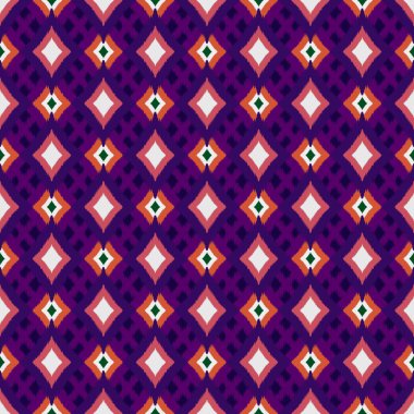 Ikat geometrik folklor süsü, kabile etnik dokusu. Aztek tarzında kusursuz çizgili desen, şekil nakış, İskandinav deseni, Ikat deseni.