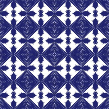 Ikat geometrik folklor süsü, kabile etnik dokusu. Aztek tarzında kusursuz çizgili desen, şekil nakış, İskandinav deseni, Ikat deseni.