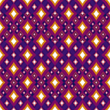 Ikat geometrik folklor süsü, kabile etnik dokusu. Aztek tarzında kusursuz çizgili desen, şekil nakış, İskandinav deseni, Ikat deseni.