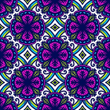 Retro geometrik desen tekrarlanıyor. Kumaş izi. Damask tarzı, kusursuz arkaplan, mozaik süs, klasik tarz. Kumaşlardaki parmak izleri için tasarım